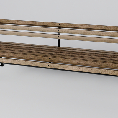  实木公共长椅 户外椅子su模型 