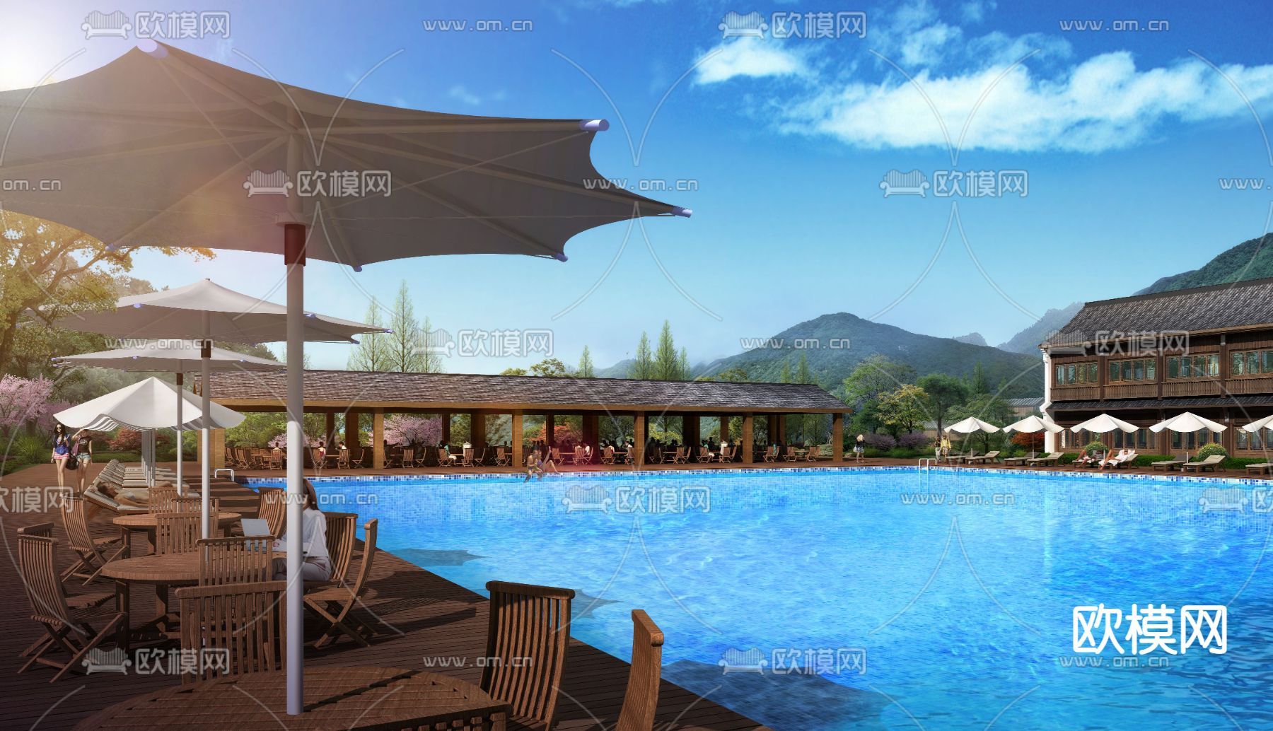 现代游泳池psd下载