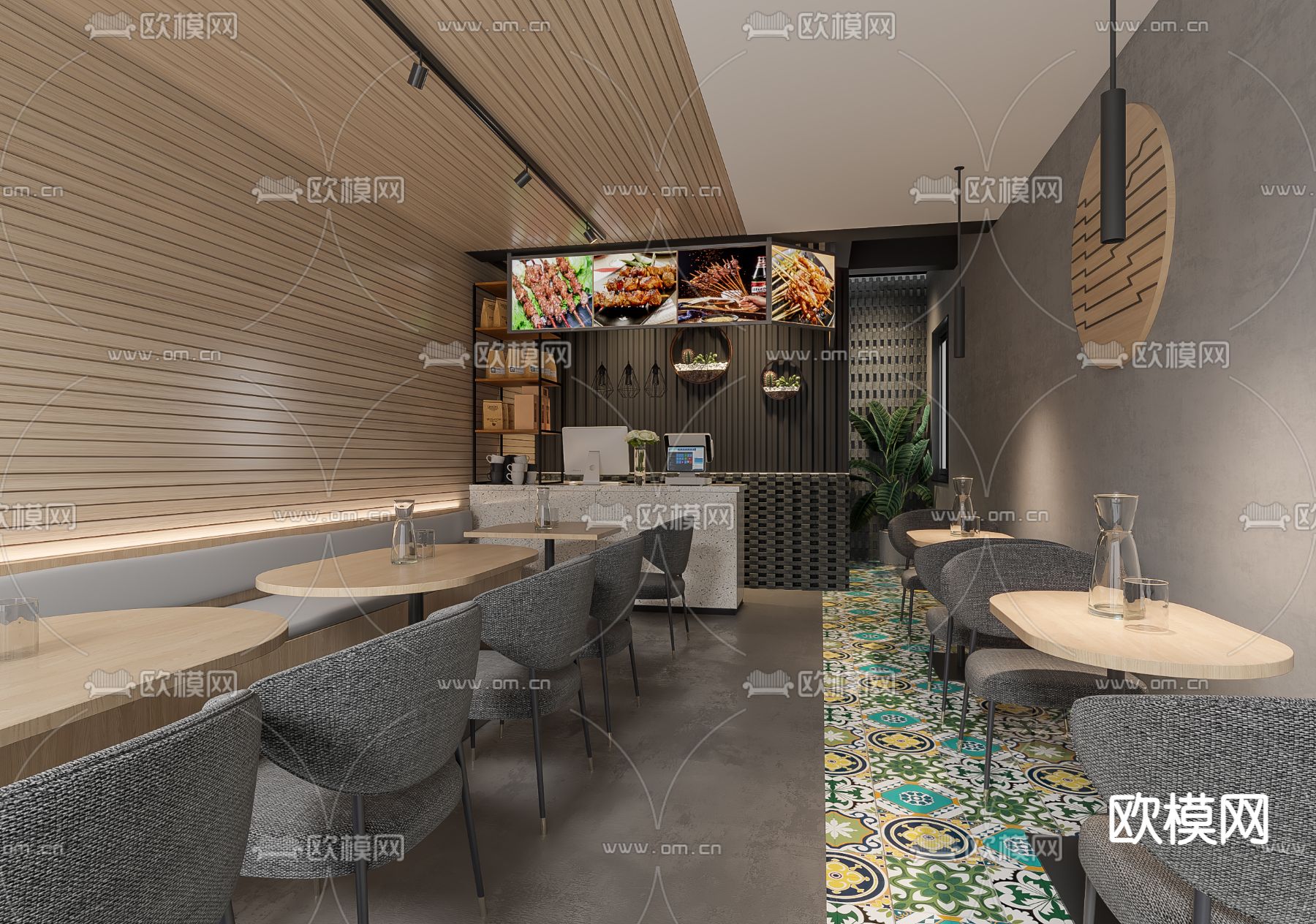 中式烧烤店 快餐店3d模型下载