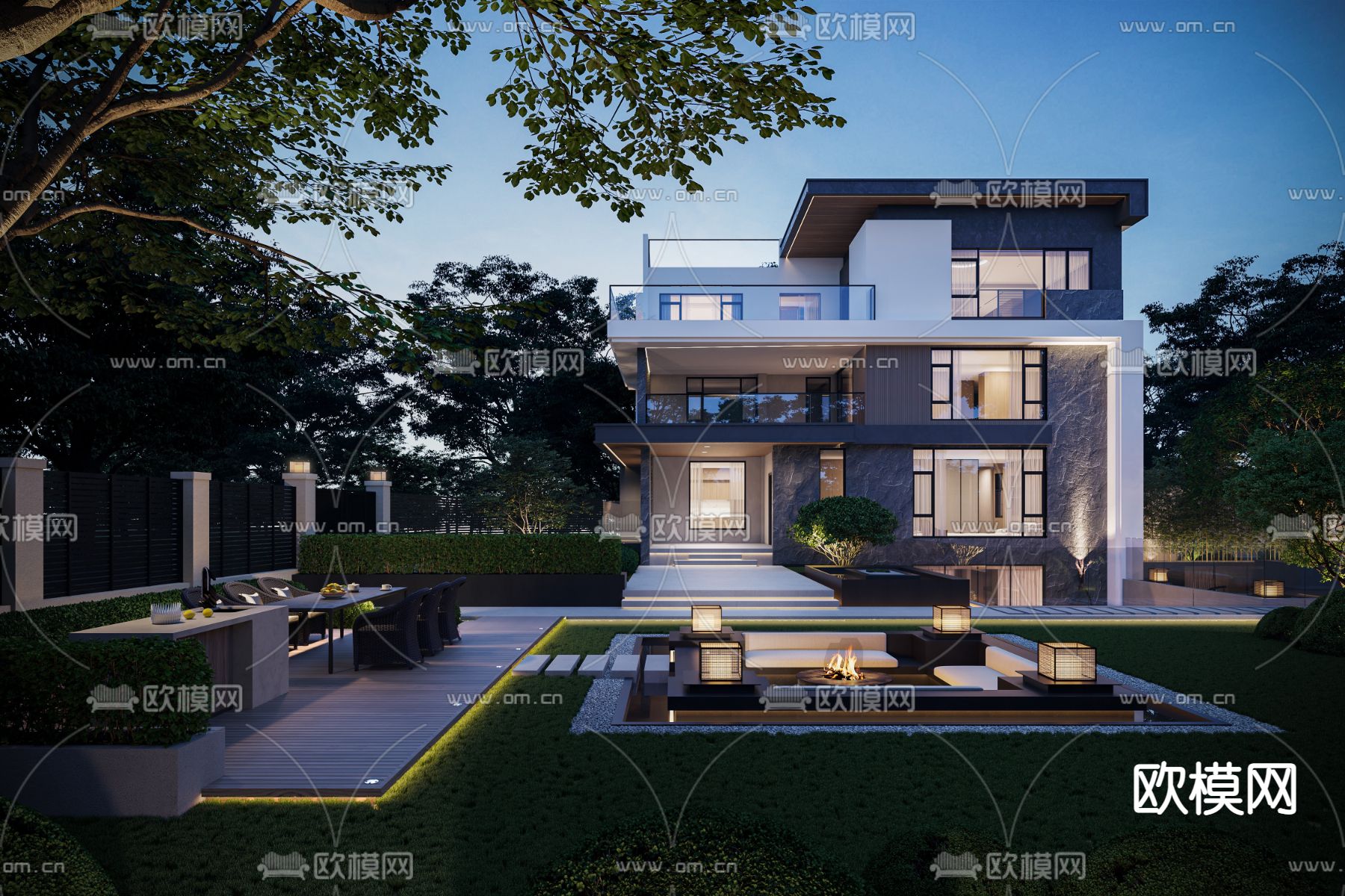 现代别墅外观3d模型