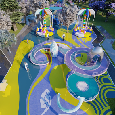  现代儿童游乐区su模型 