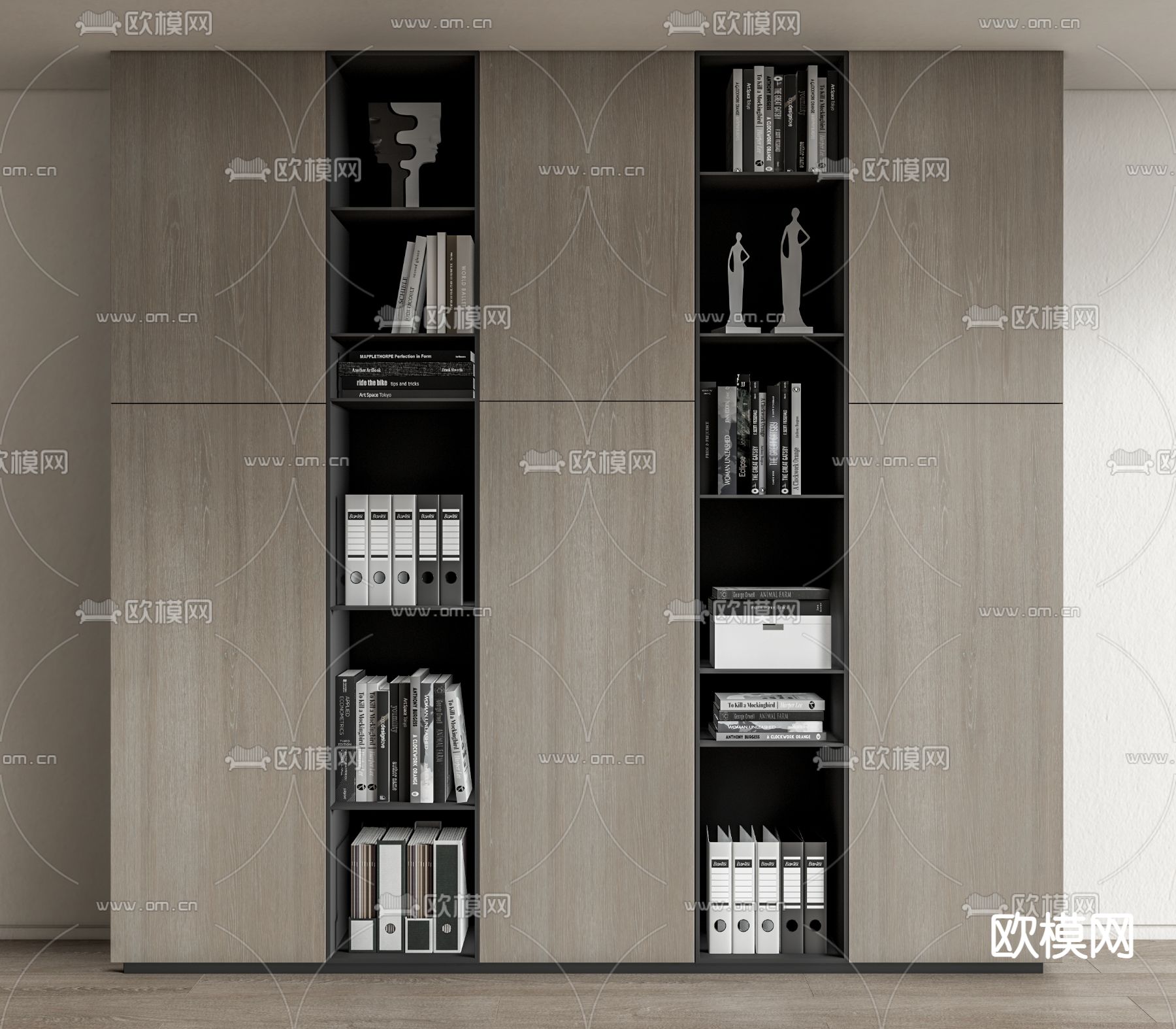 现代书柜su模型下载（渲染图1）