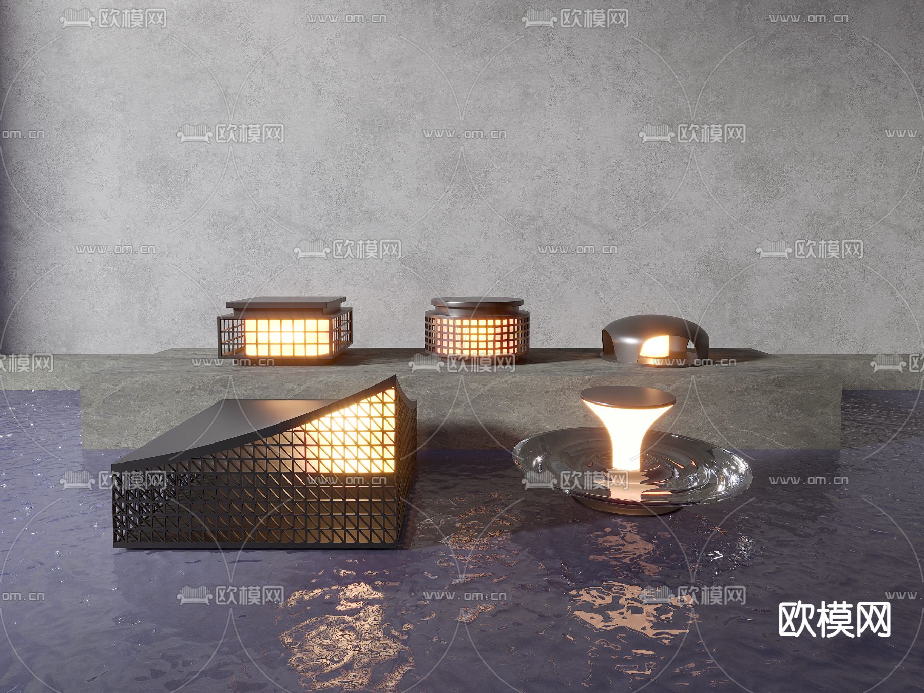 侘寂风户外景观灯 草坪灯su模型下载（渲染图1）