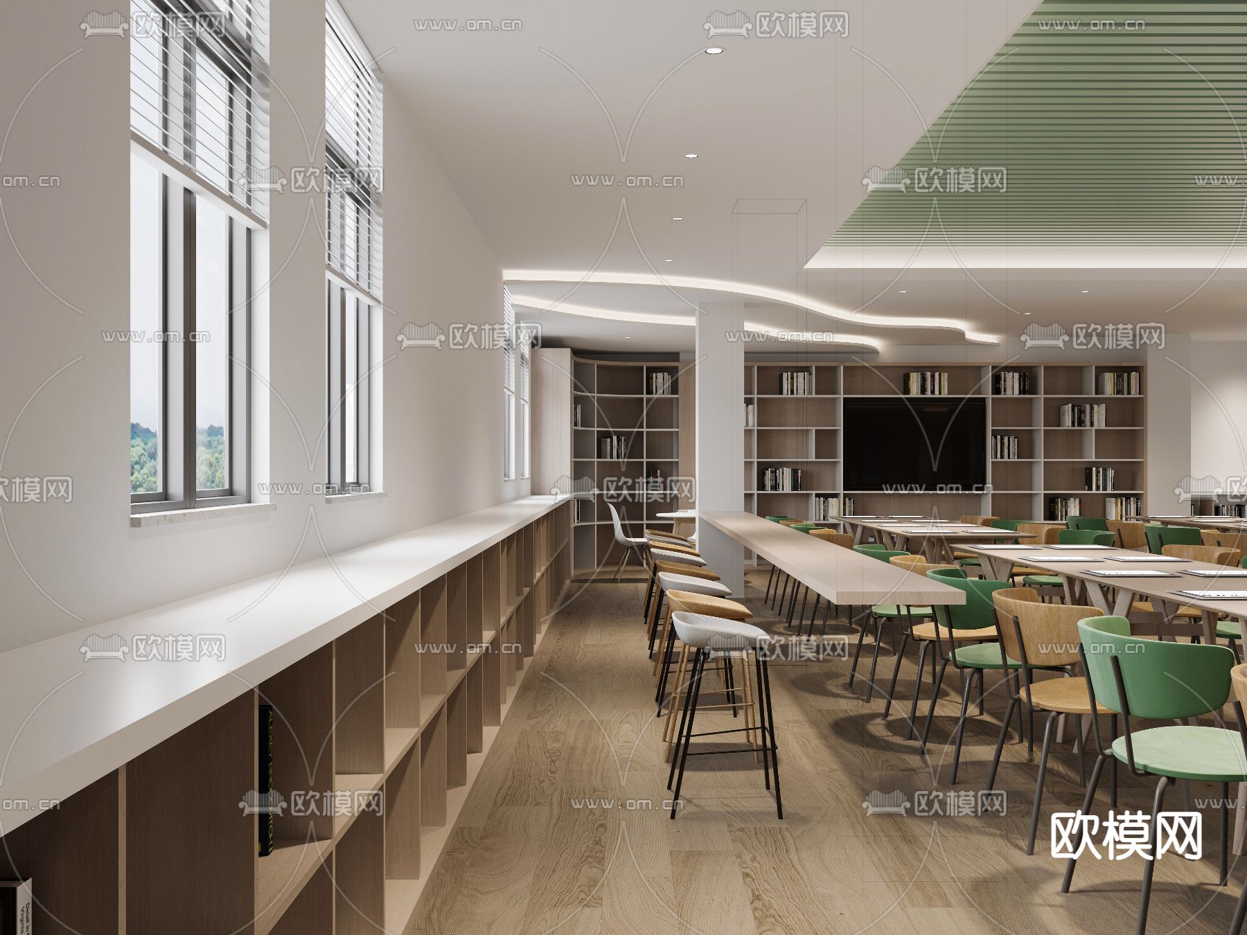 现代图书馆3d模型下载（渲染图6）