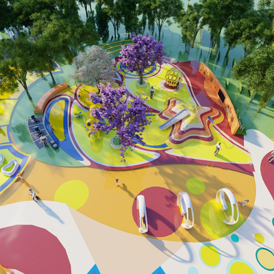  现代儿童游乐区su模型 