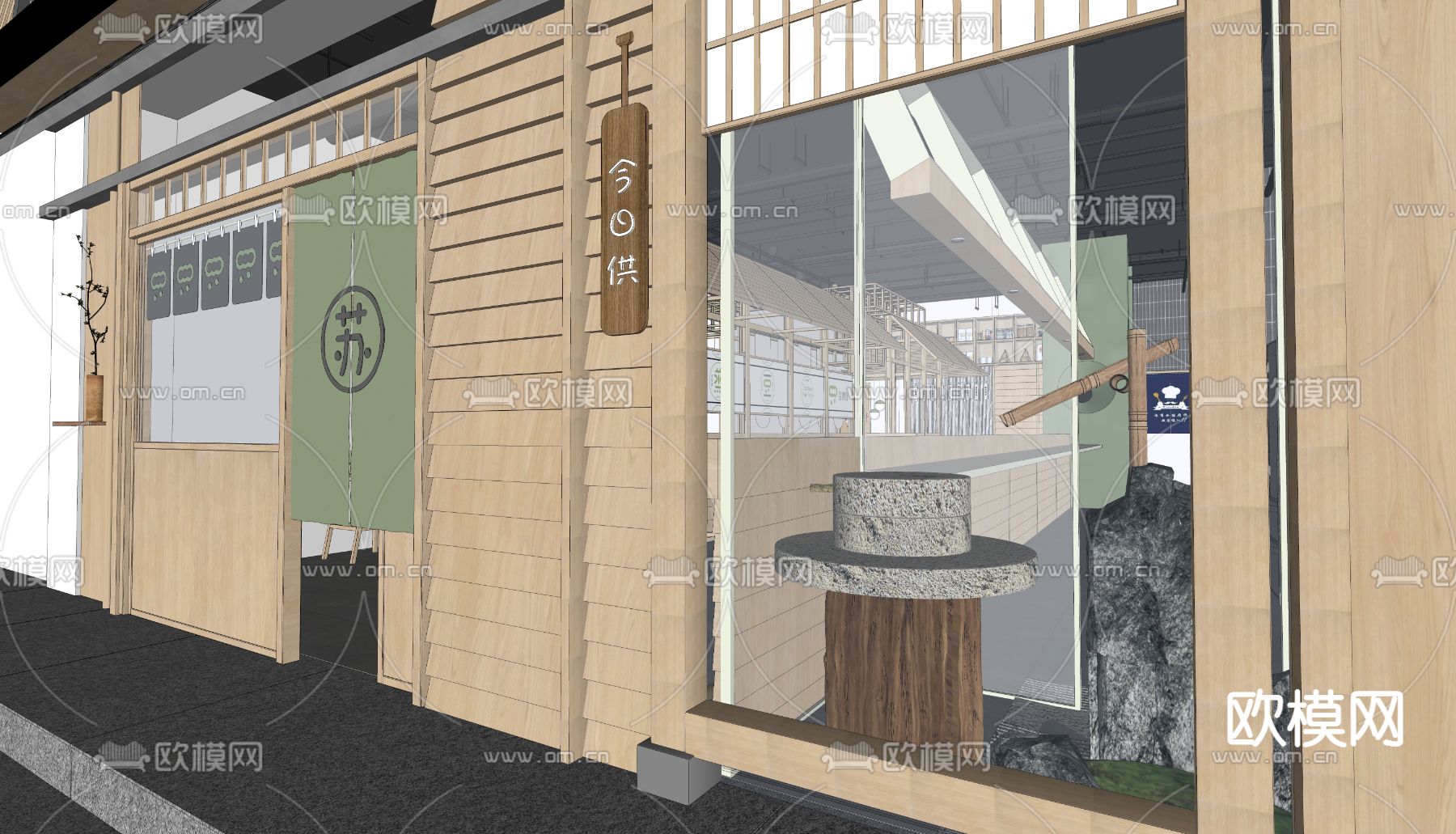 日式料理餐厅su模型