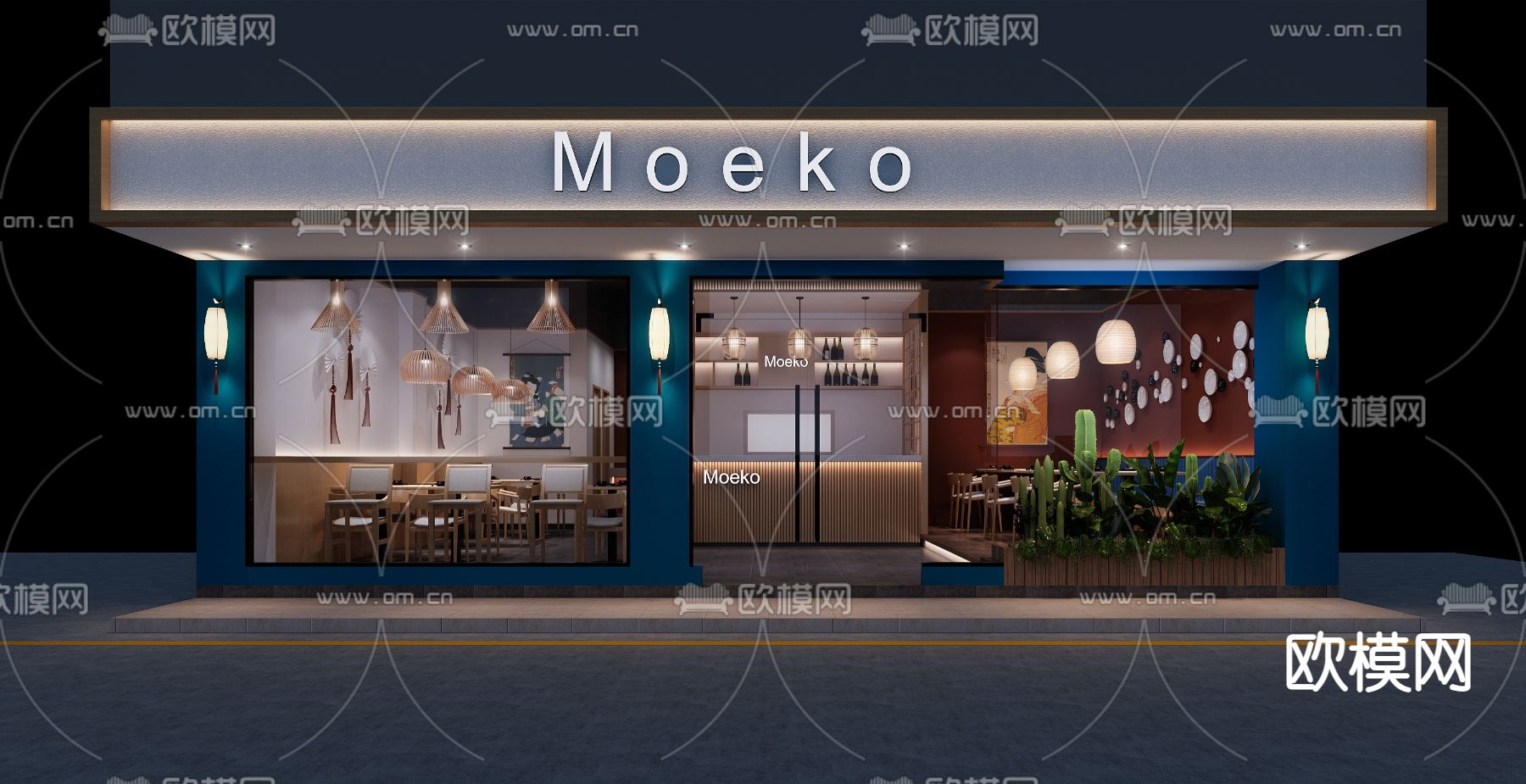 日式料理 餐厅3d模型下载（渲染图1）