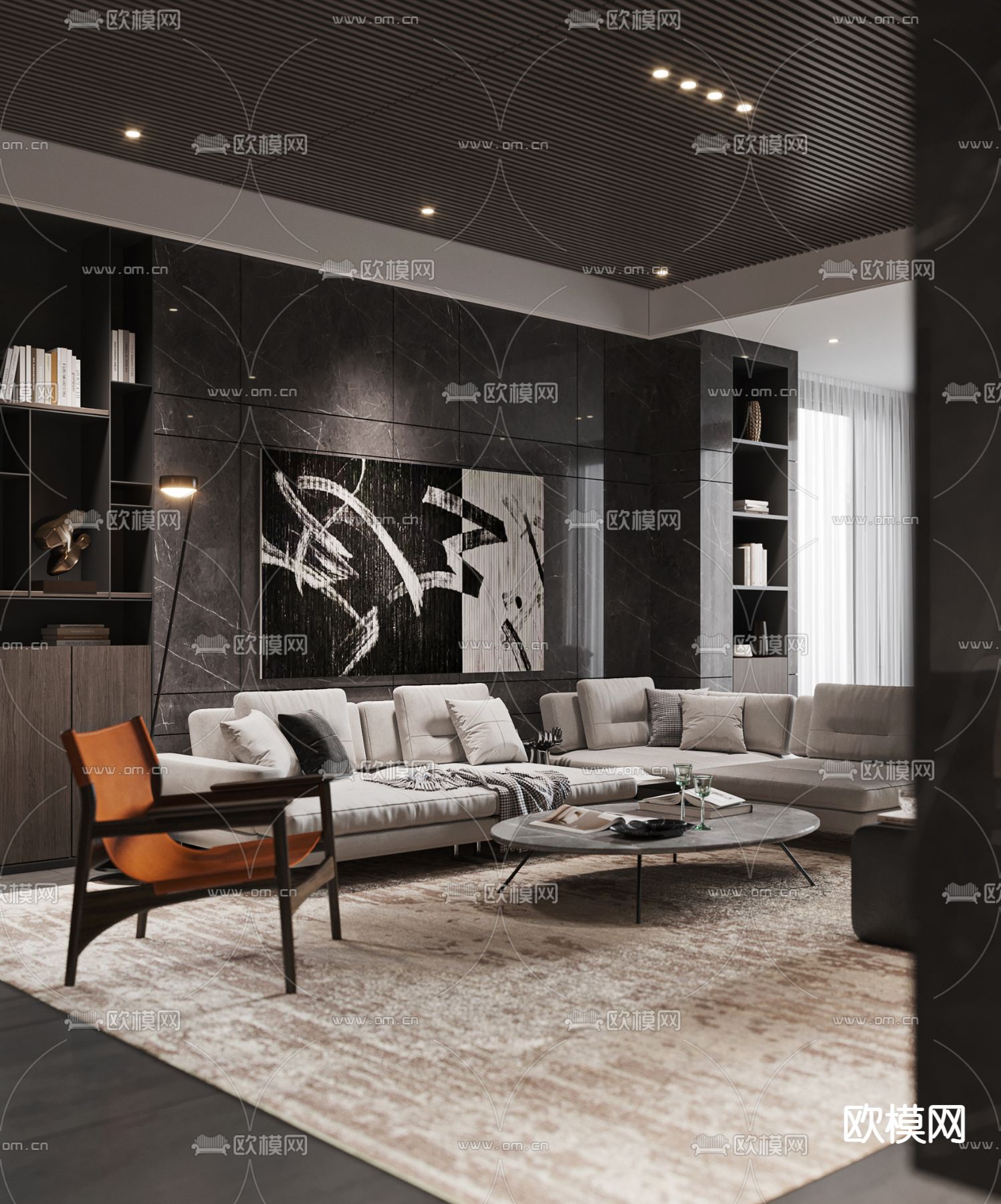 暗黑风客餐厅3d模型下载（渲染图7）