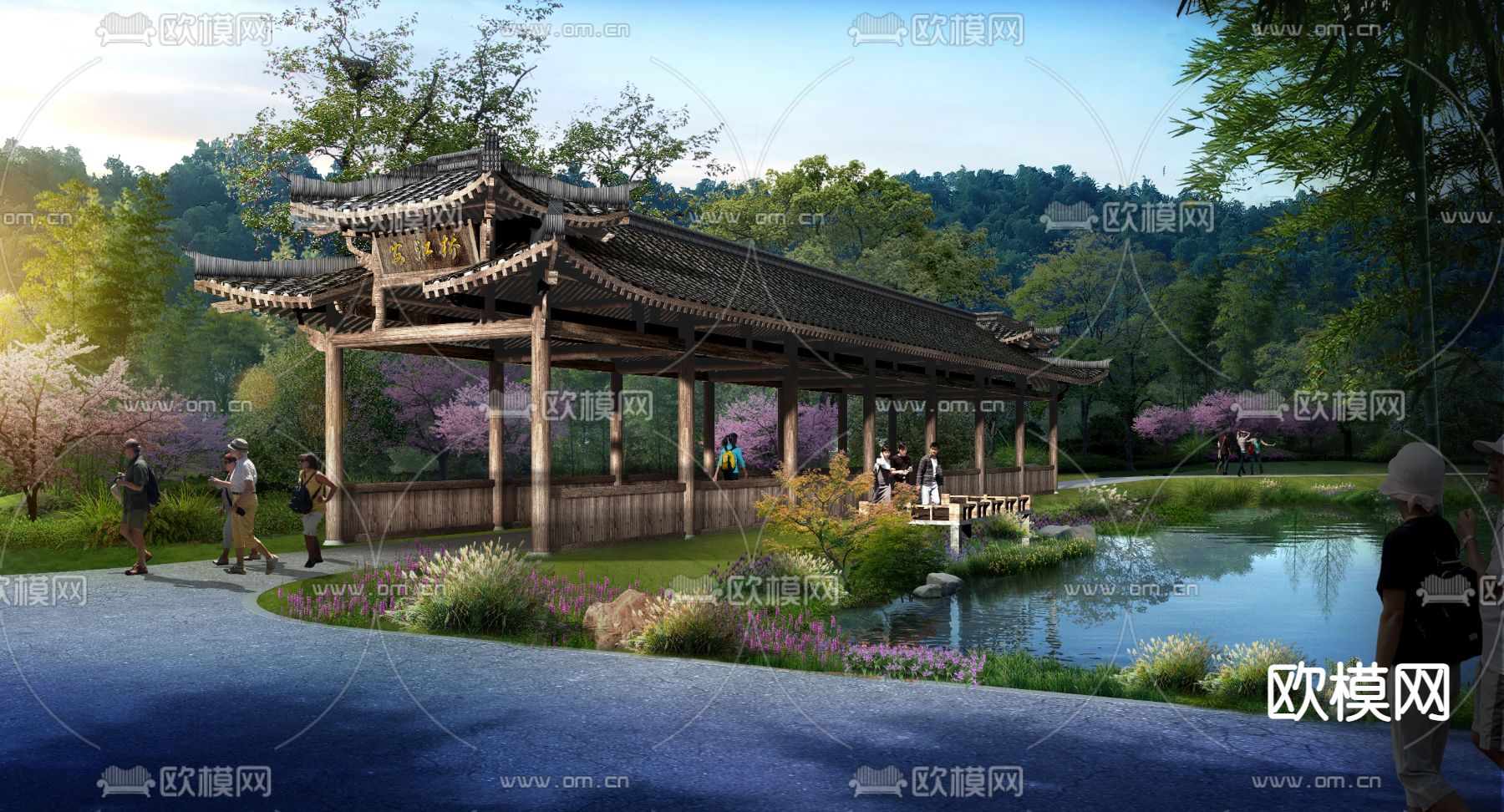 新中式凉亭 亭子psd下载