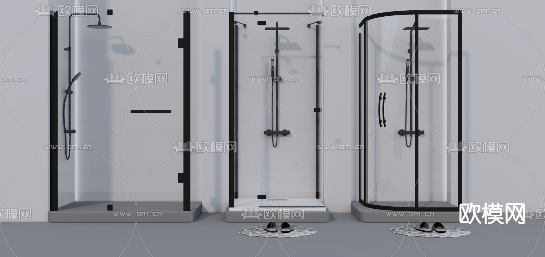 现代玻璃淋浴间su模型下载（渲染图1）