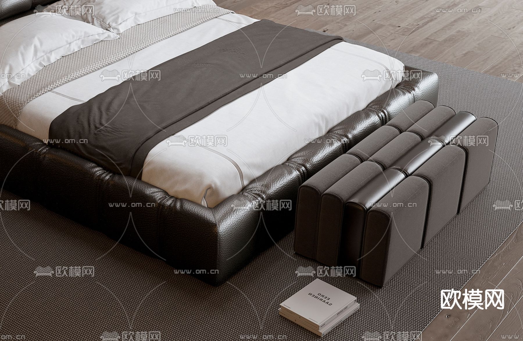 B&B ltalia 双人床3d模型下载（渲染图3）