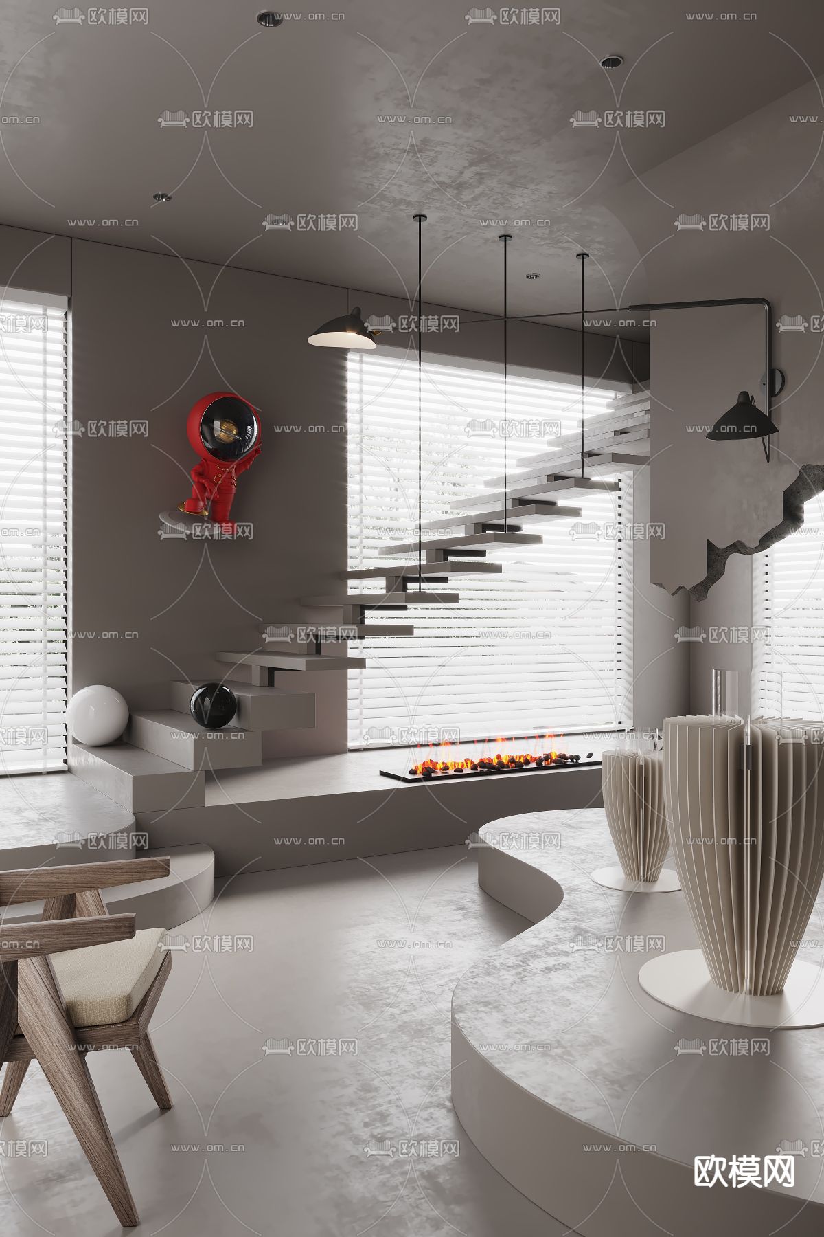 侘寂楼梯间3d模型下载