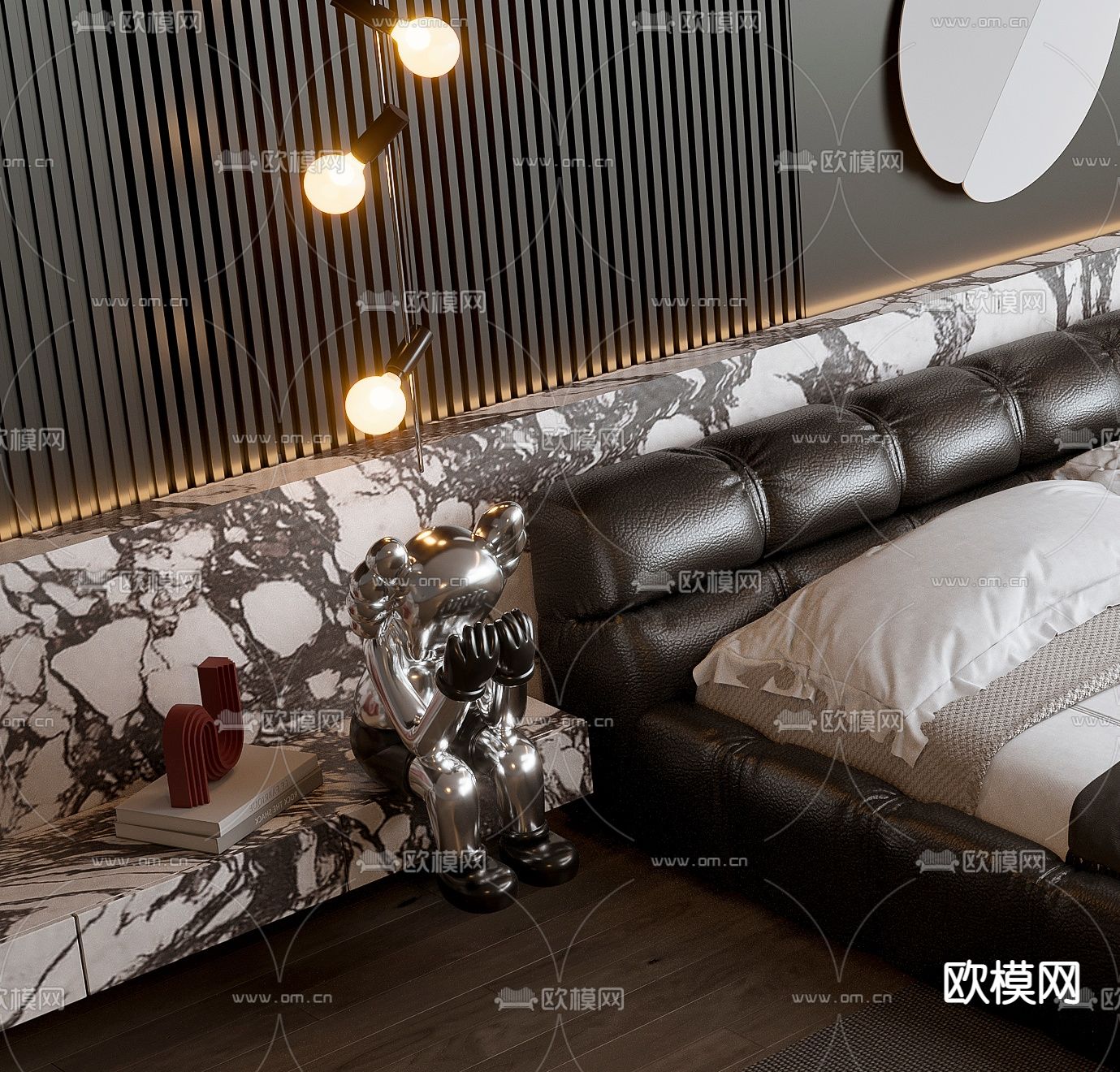 B&B ltalia 双人床3d模型下载（渲染图2）