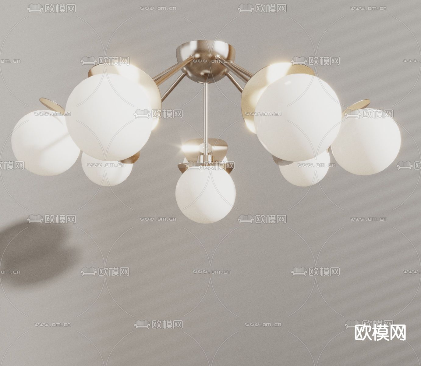 现代多头球形吊灯3d模型下载_ID12189141_3dmax免费模型-欧模网