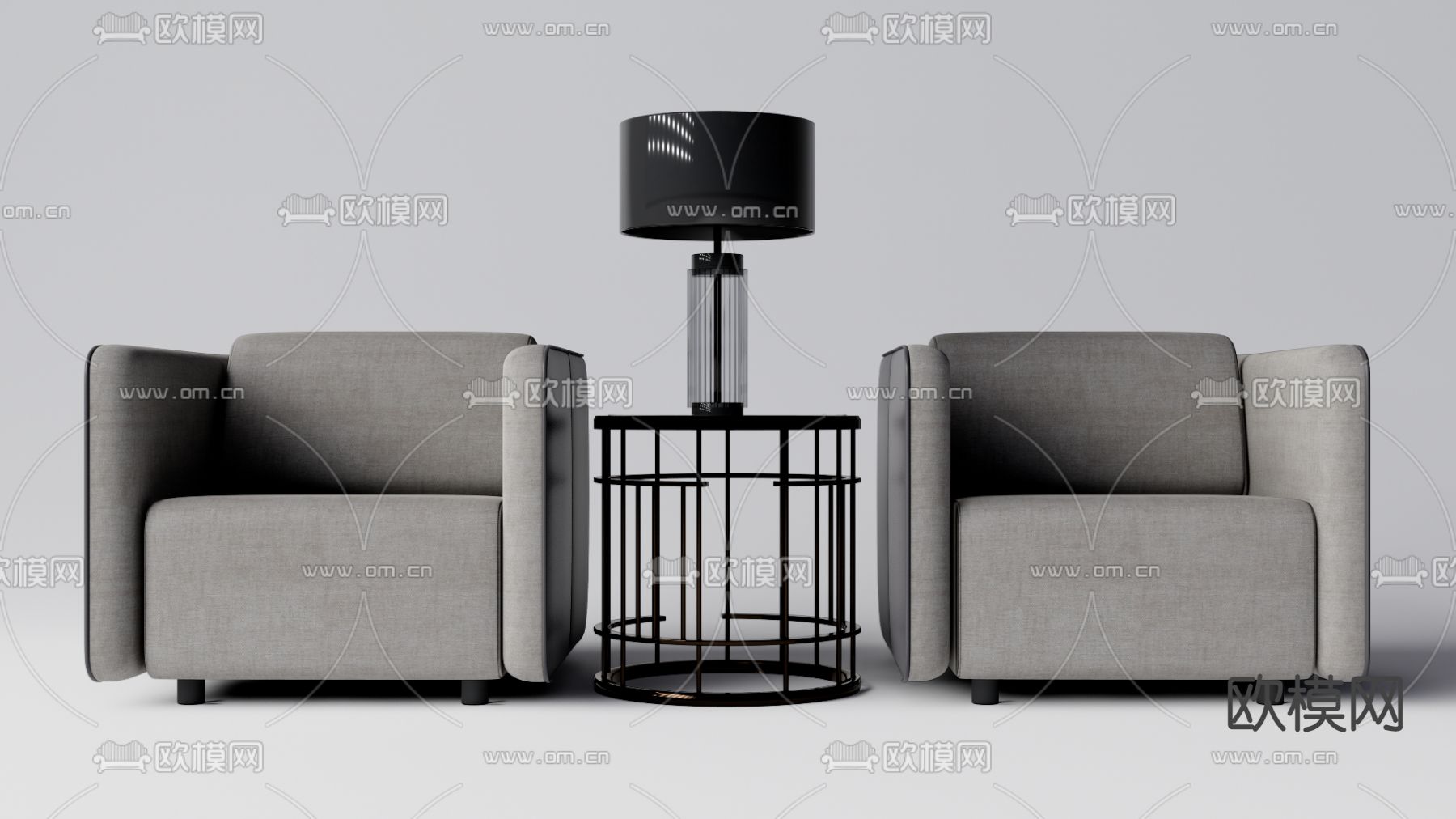 现代单人沙发 接待室沙发su模型下载（渲染图1）