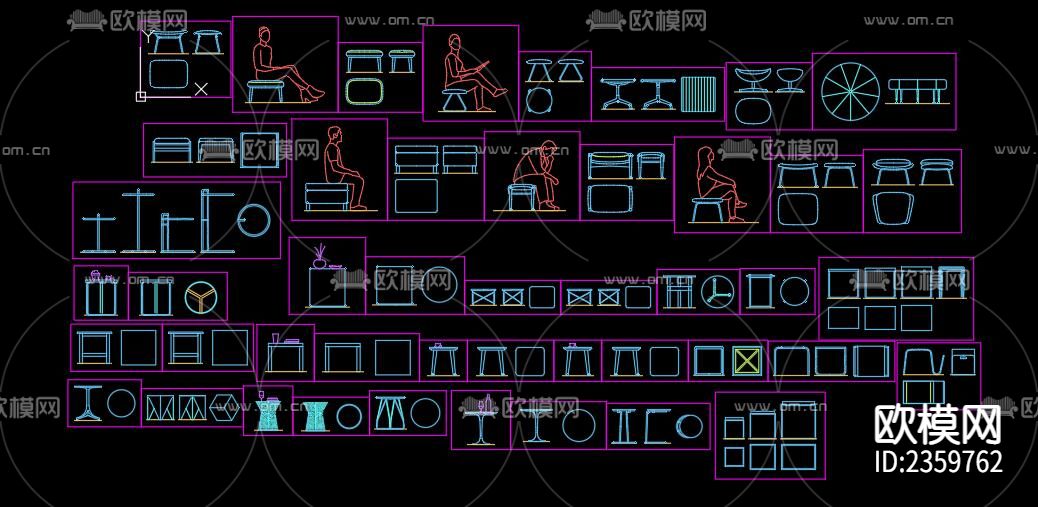 箱式凳子cad图库下载（渲染图1）