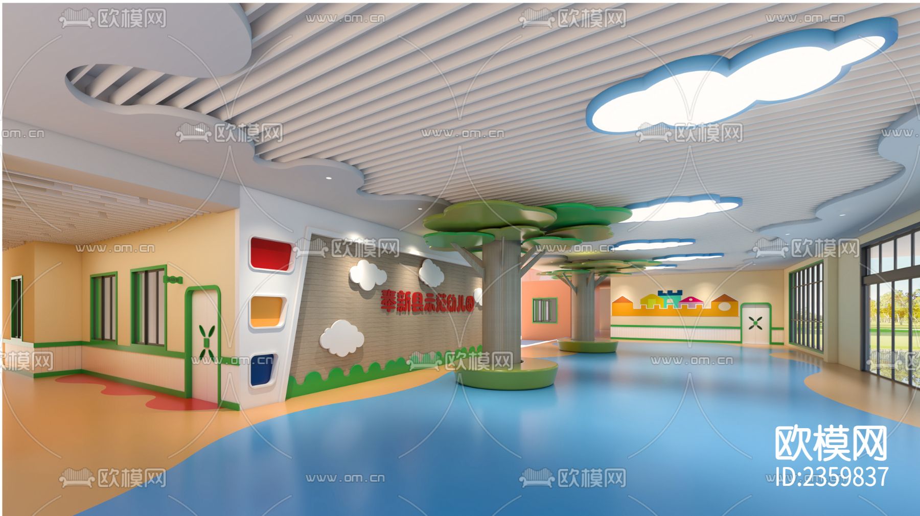 全套幼儿园cad施工图下载（渲染图5）