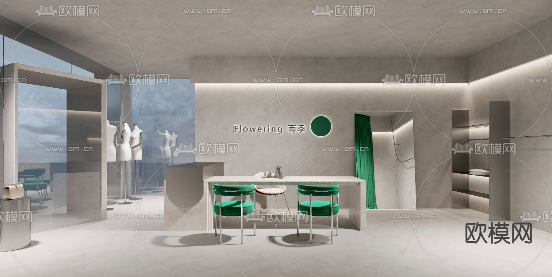 现代服装店 女装店3d模型下载（渲染图1）