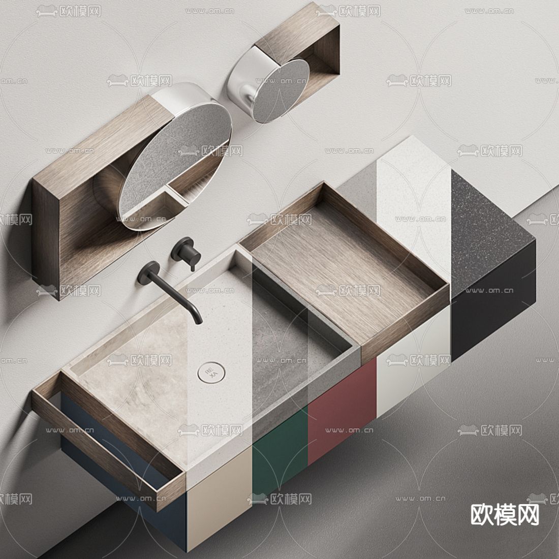 现代洗手台 洗手盆3d模型