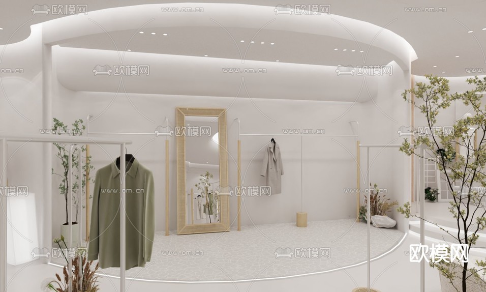 奶油风女装店 服装店3d模型下载(渲染图4)
