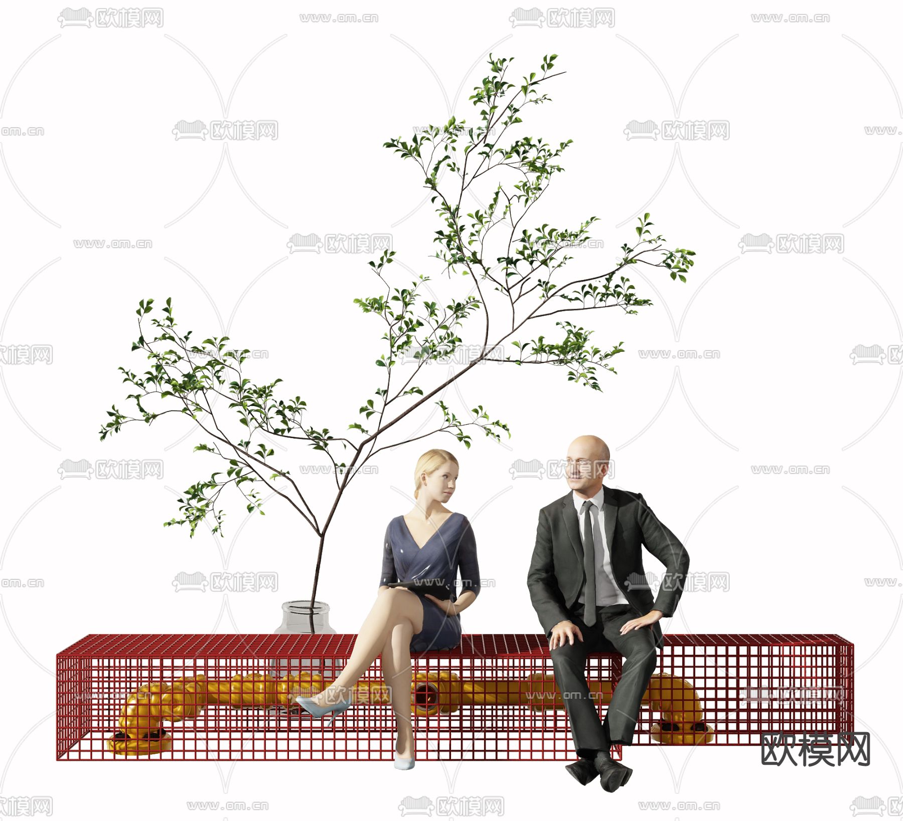 工业风户外椅  人物模特3d模型下载