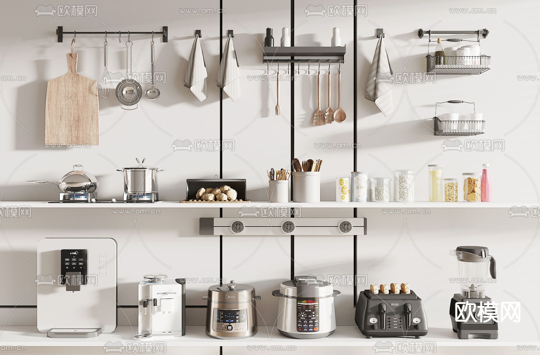 现代电饭煲 破壁机su模型下载（渲染图1）