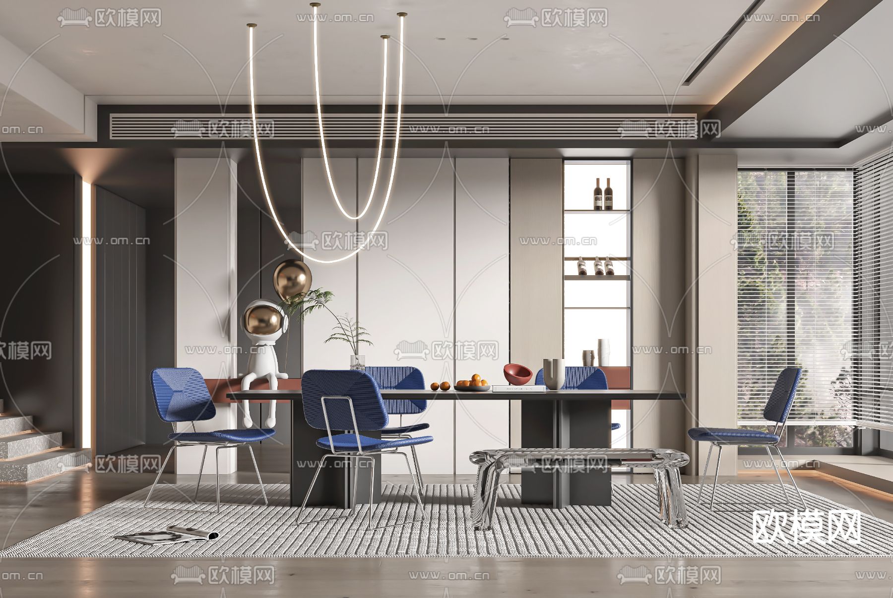 克莱因蓝 餐厅3d模型