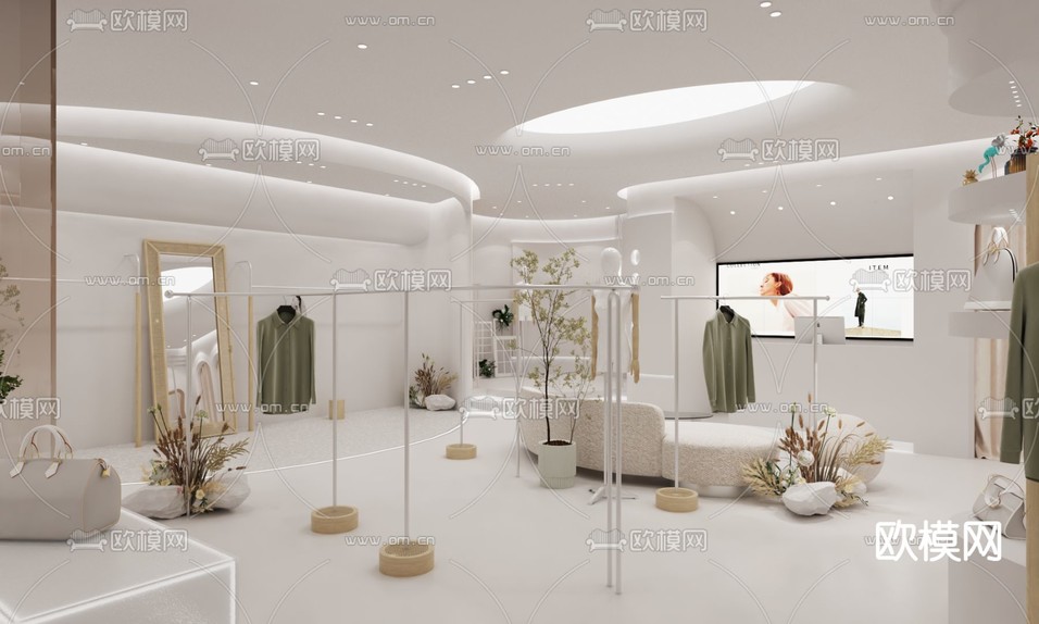 奶油风女装店 服装店3d模型下载(渲染图3)