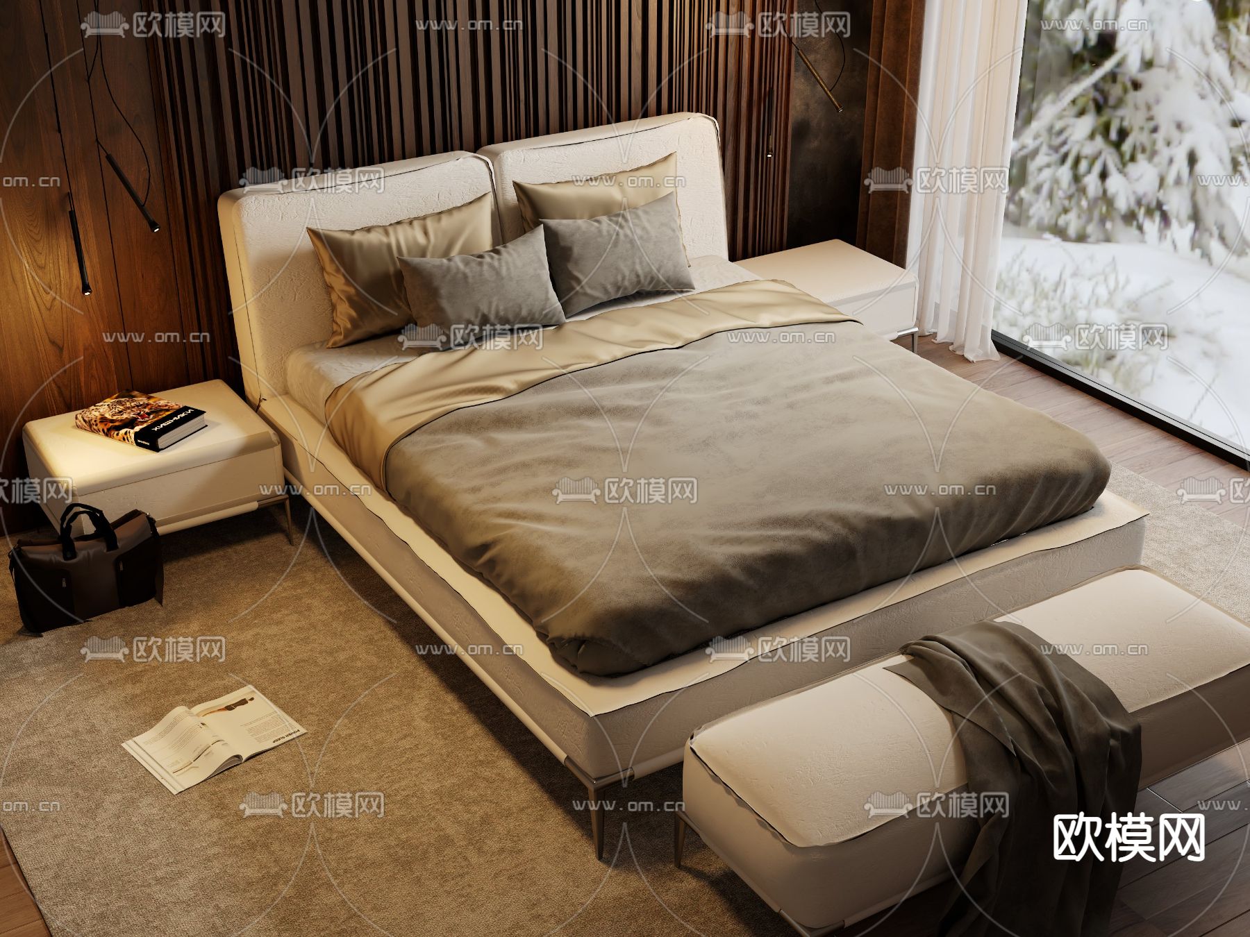 Elica Roche Bobois双人床3d模型下载