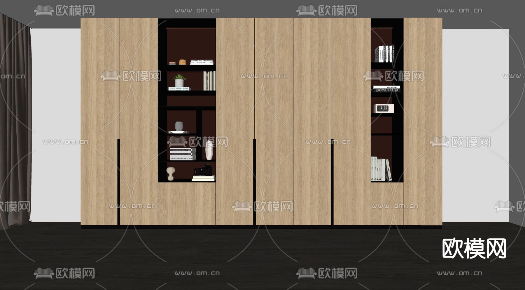 现代书柜su模型下载（渲染图2）