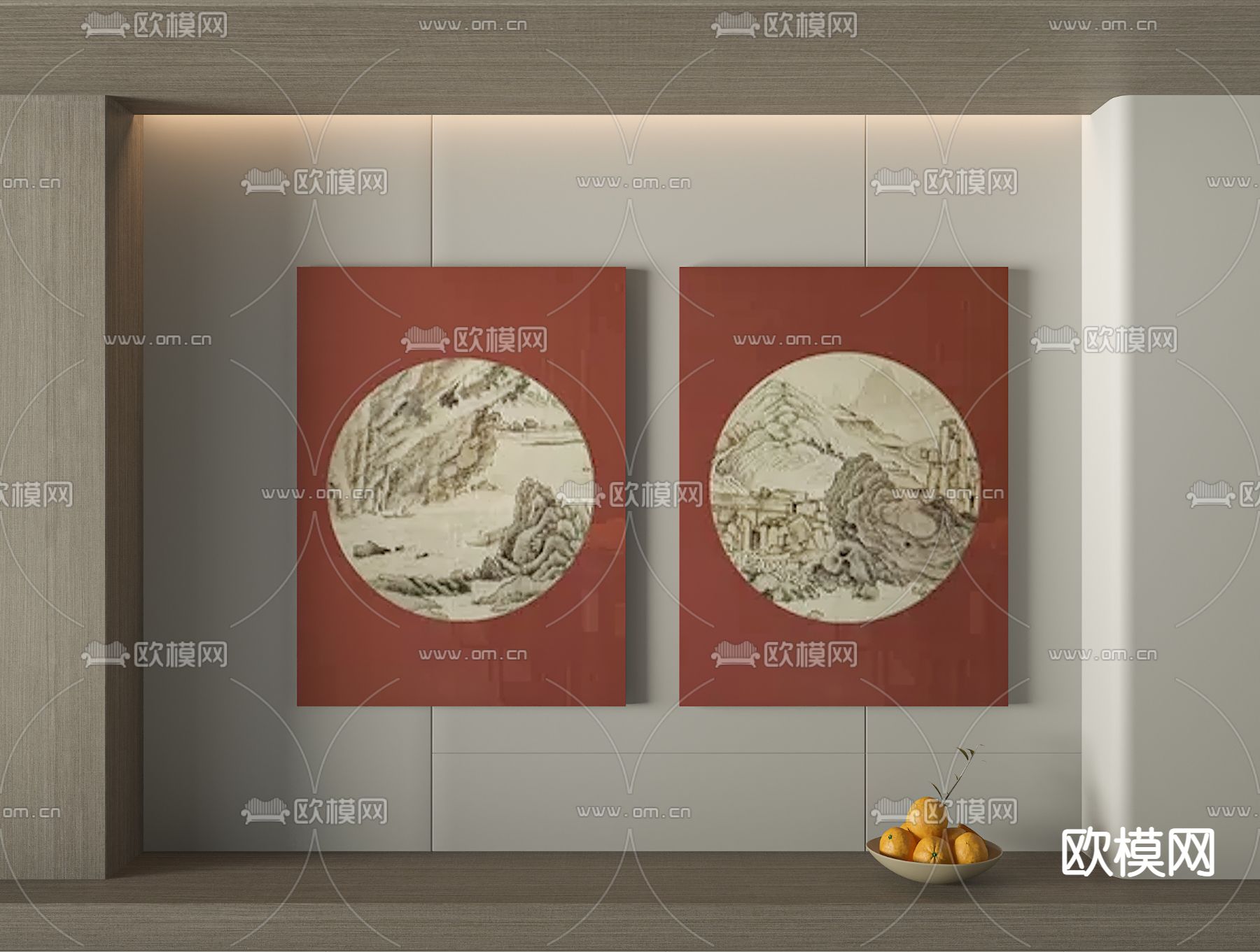 新中式装饰画su模型下载（渲染图1）