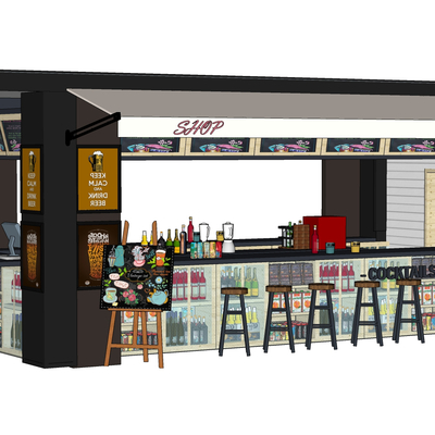  现代售卖亭su模型 