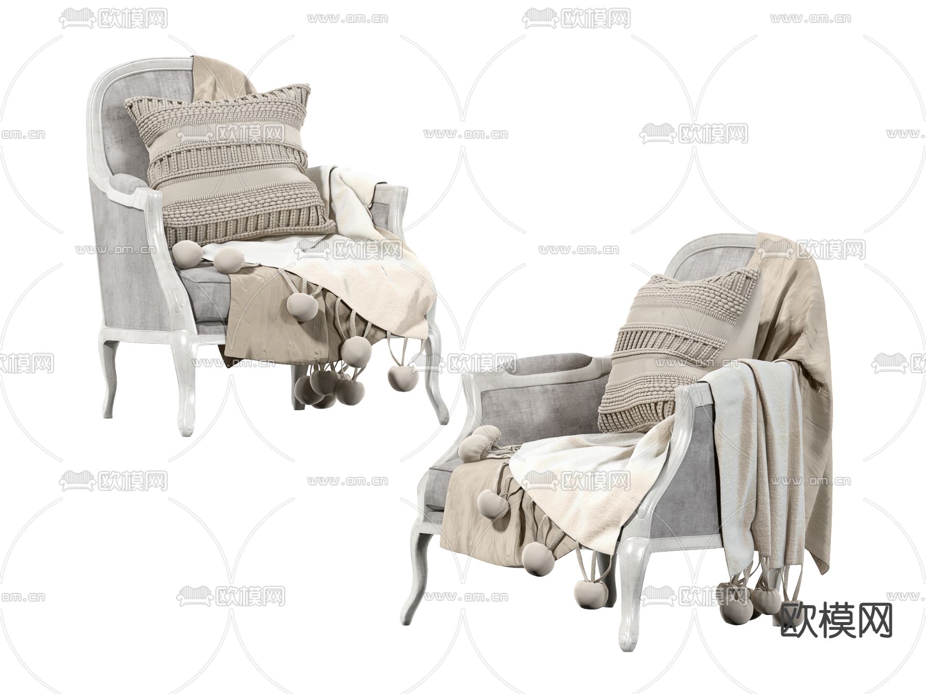 法式休闲单椅子3d模型下载