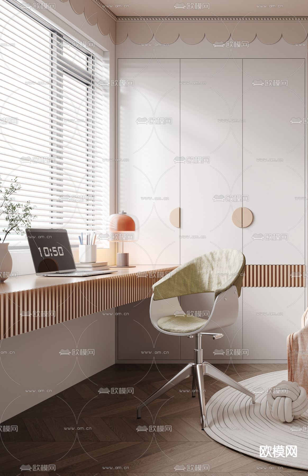 现代儿童房 女孩房3d模型下载（渲染图2）