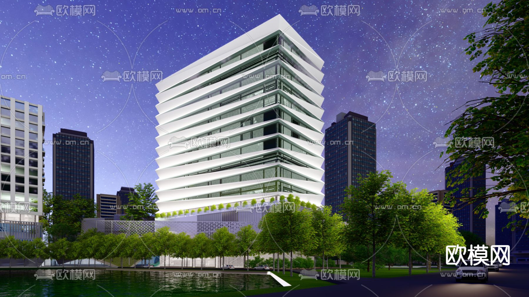 现代办公楼外观su模型