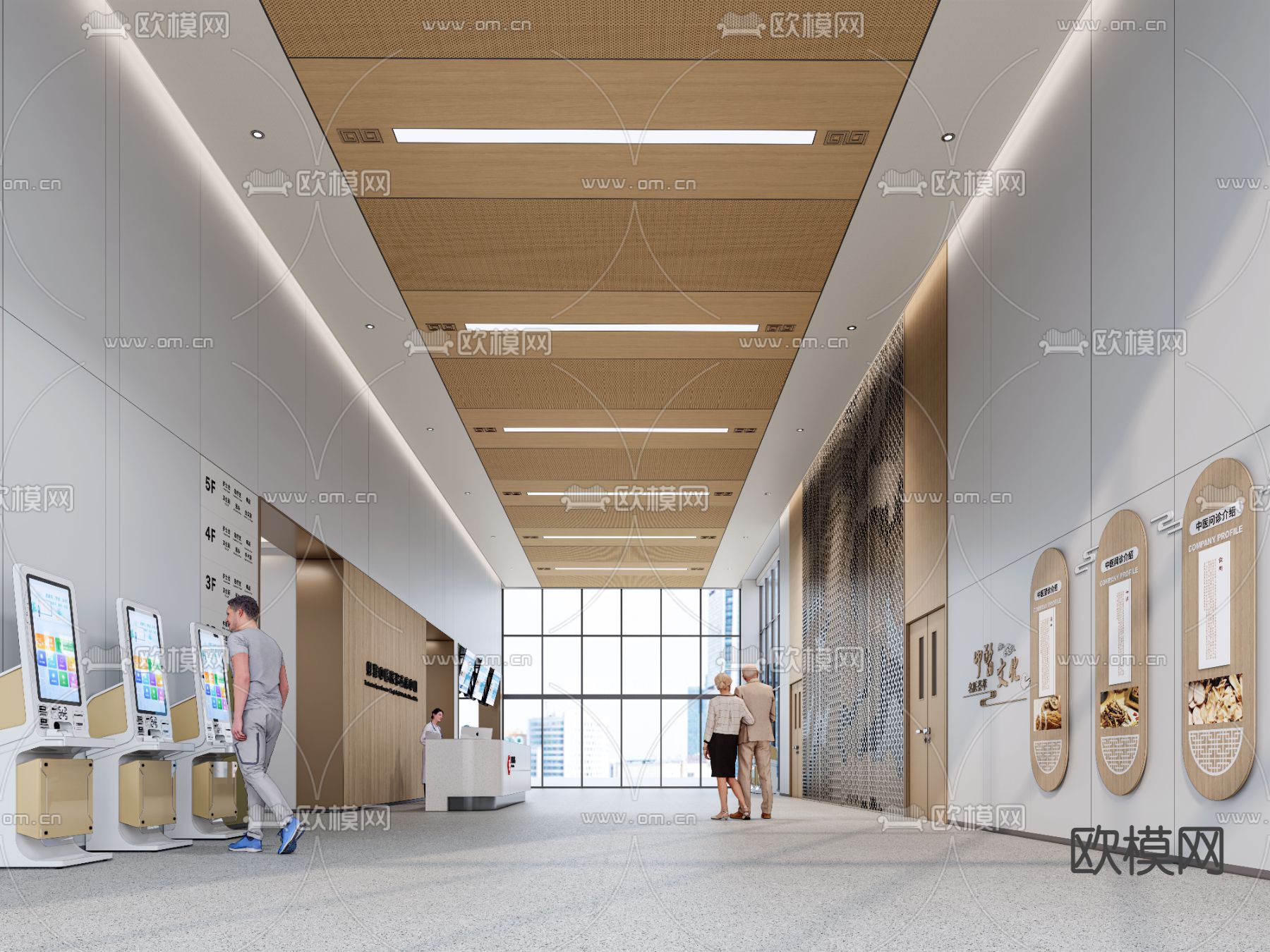 现代医院门诊大厅su模型下载（渲染图2）