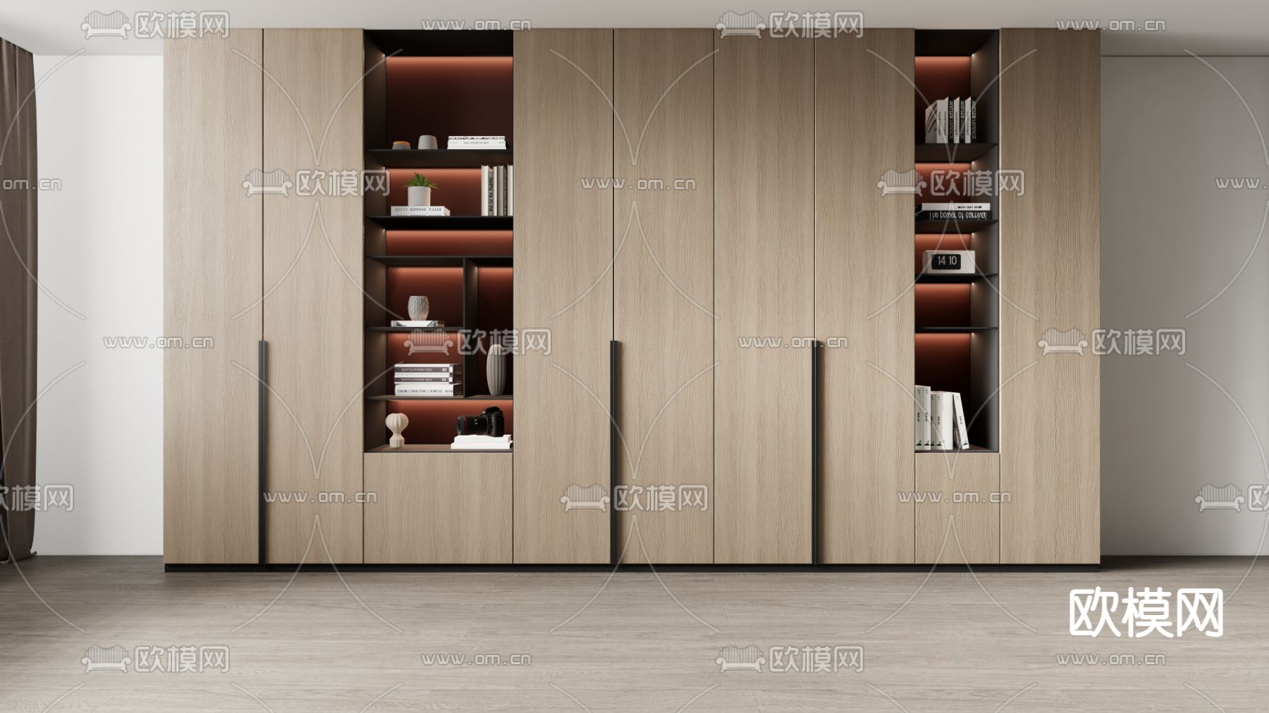 现代书柜su模型下载（渲染图1）
