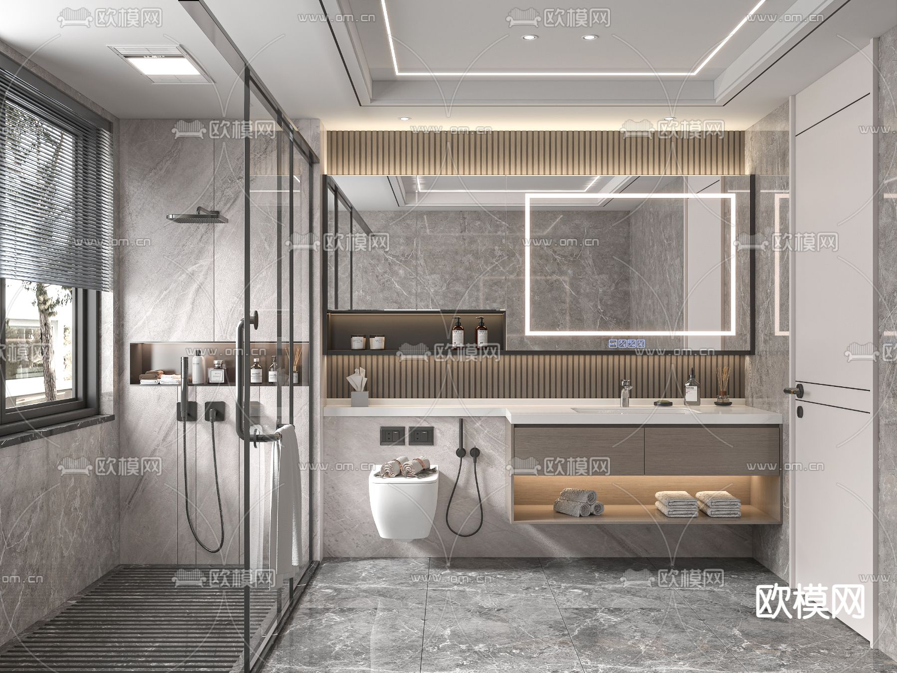 现代卫生间su模型下载（渲染图1）