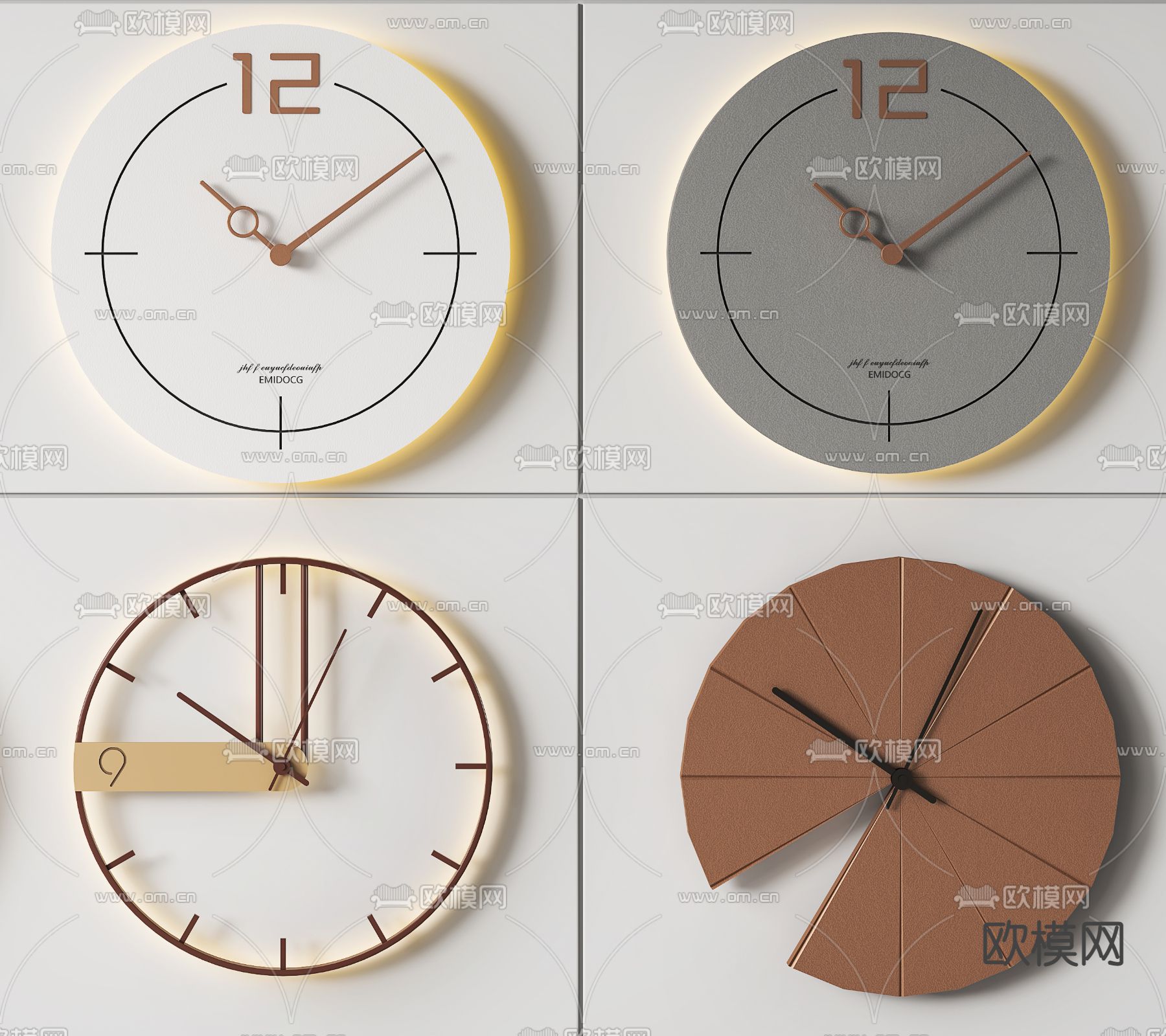 圆形时钟 挂钟 钟表3d模型下载（渲染图2）