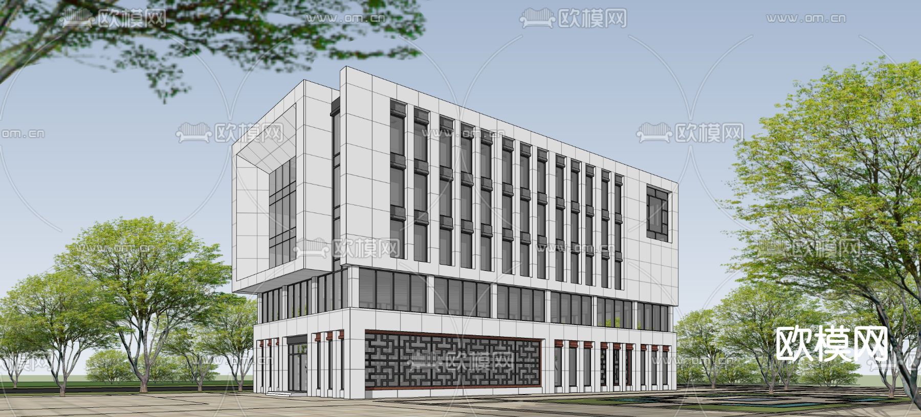 现代办公楼外观su模型