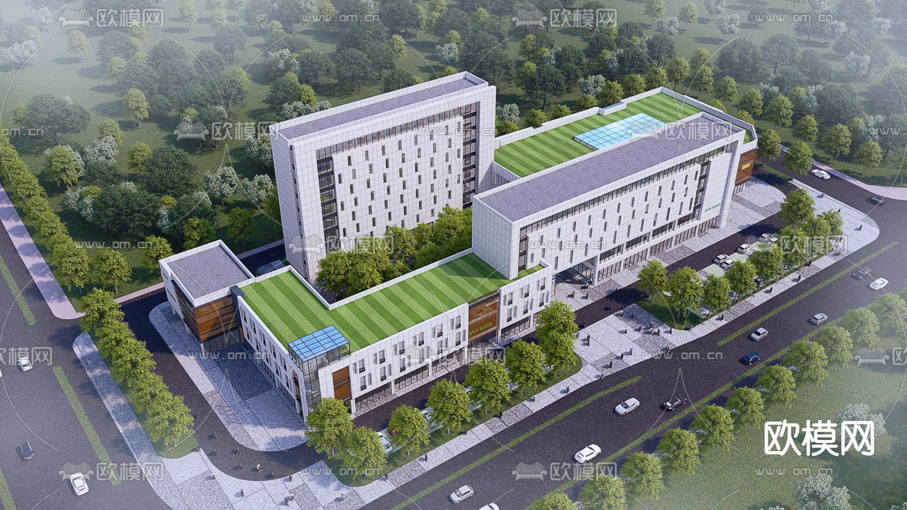 现代办公楼外观su模型