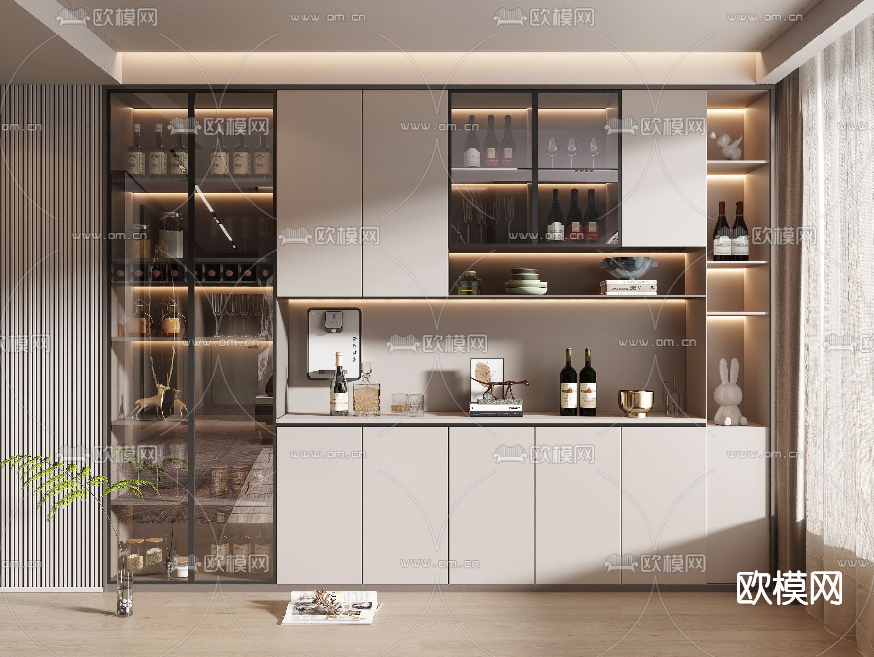 现代酒柜3d模型下载