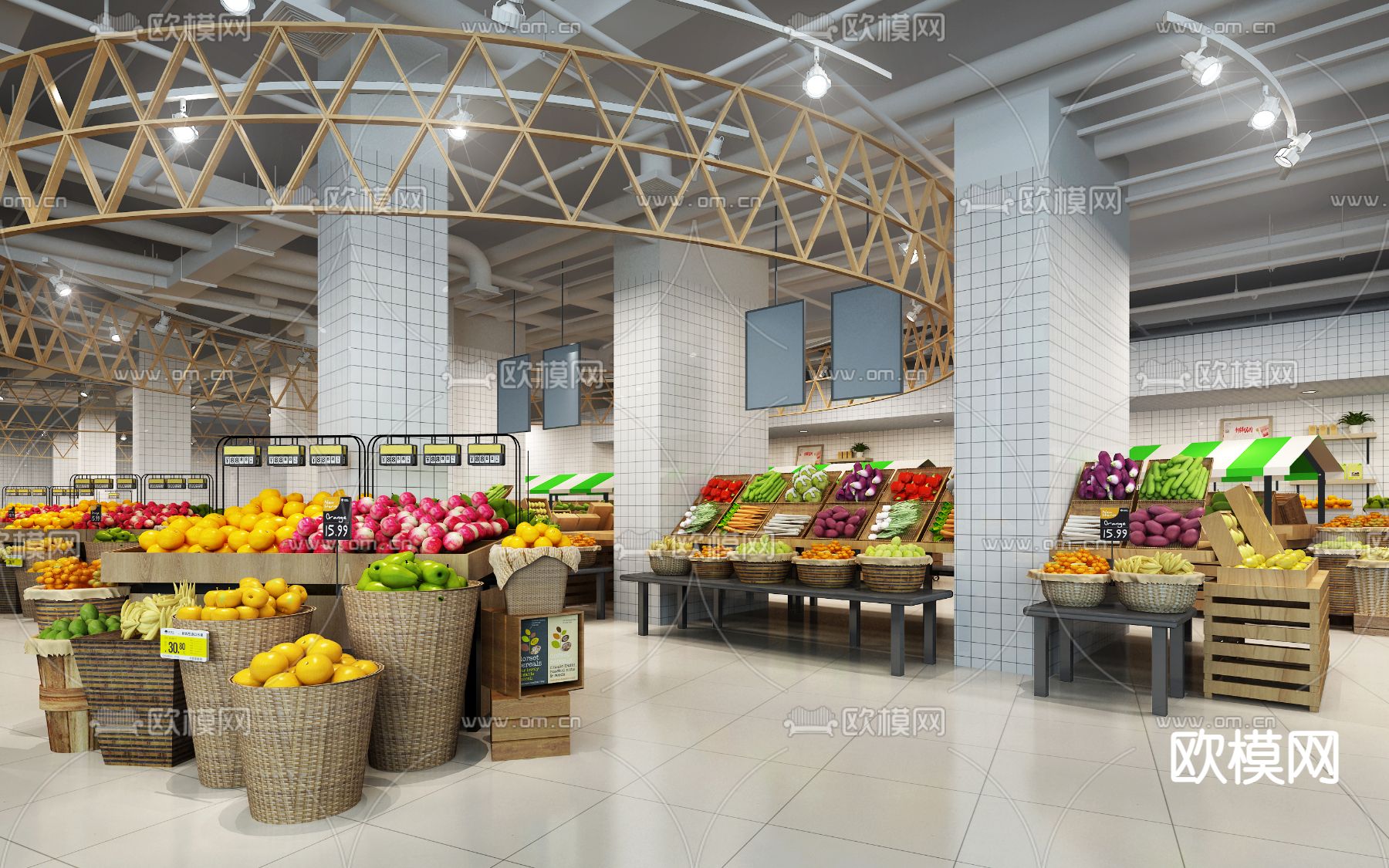 超市水果区 有机蔬菜3d模型下载