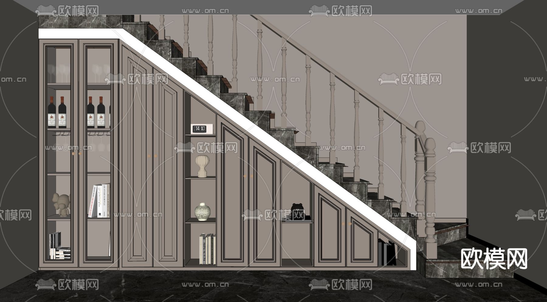 欧式楼梯间su模型下载（渲染图2）