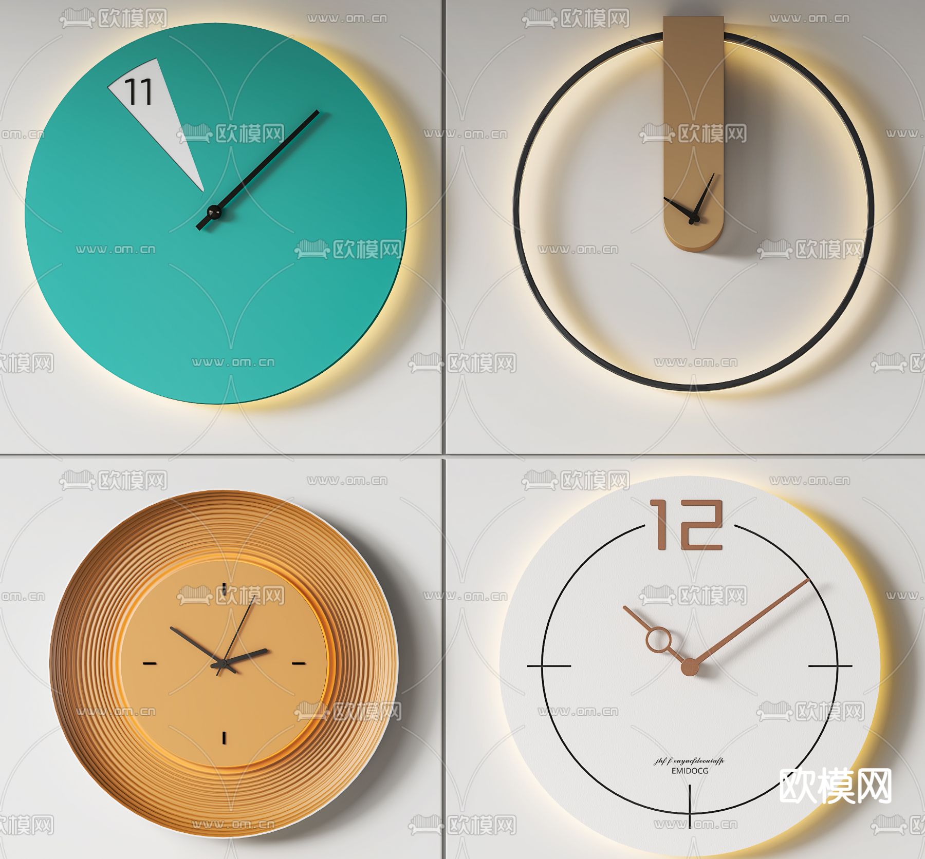 圆形时钟 挂钟 钟表3d模型下载（渲染图3）