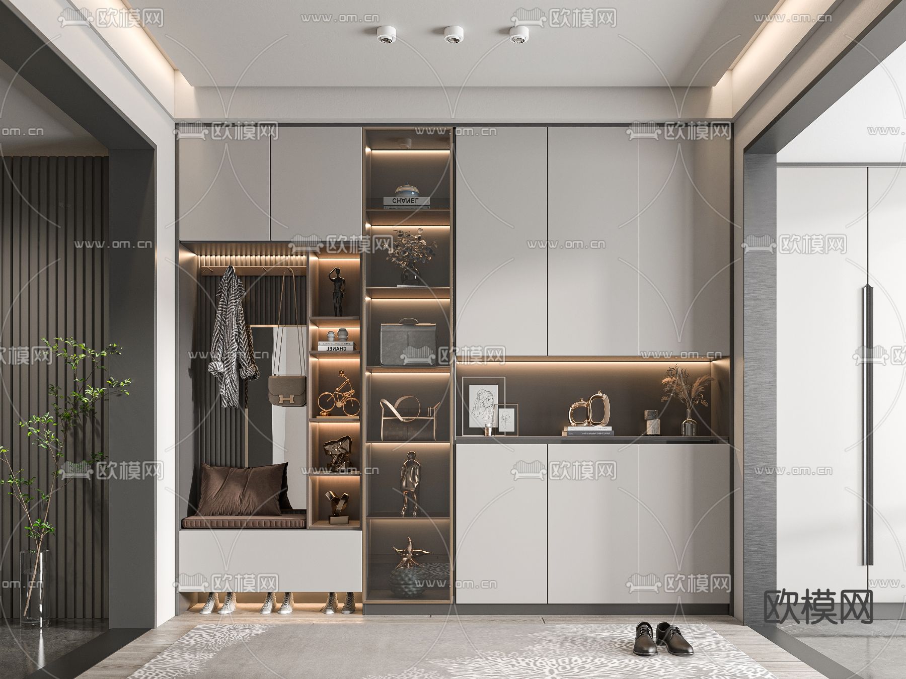 现代鞋柜su模型下载（渲染图1）