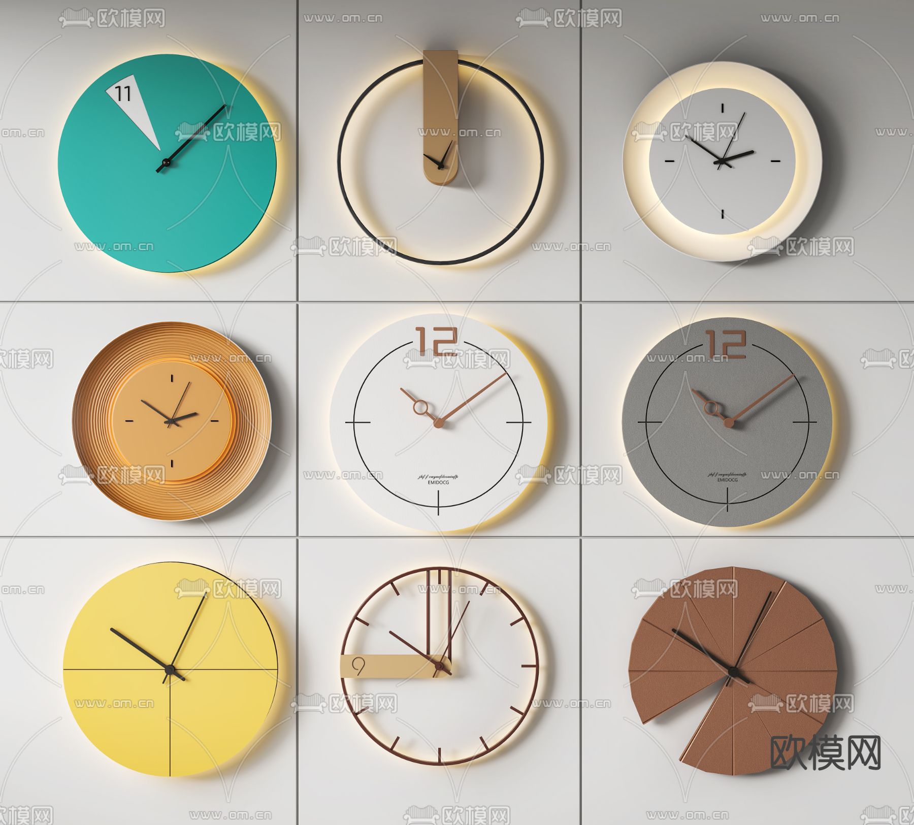 圆形时钟 挂钟 钟表3d模型下载（渲染图1）