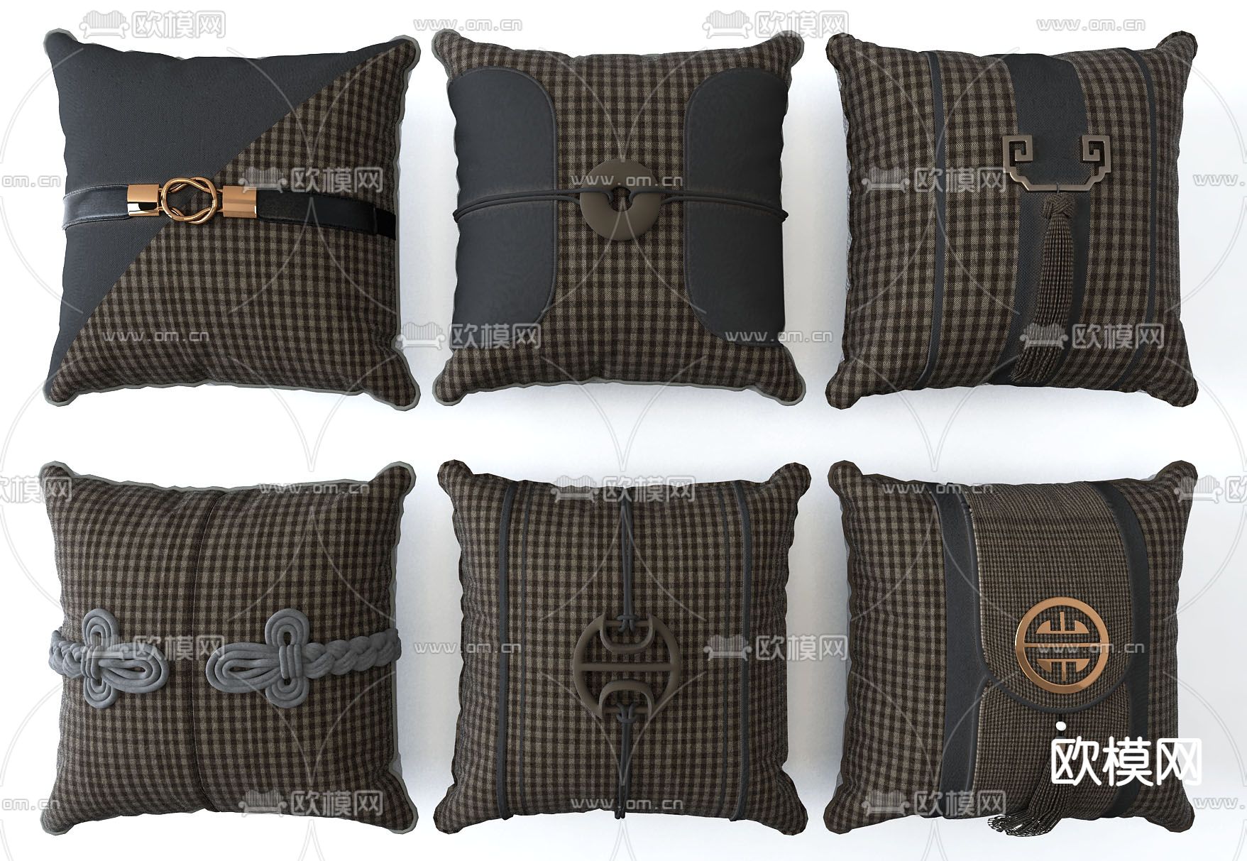 新中式抱枕 靠枕3d模型下载