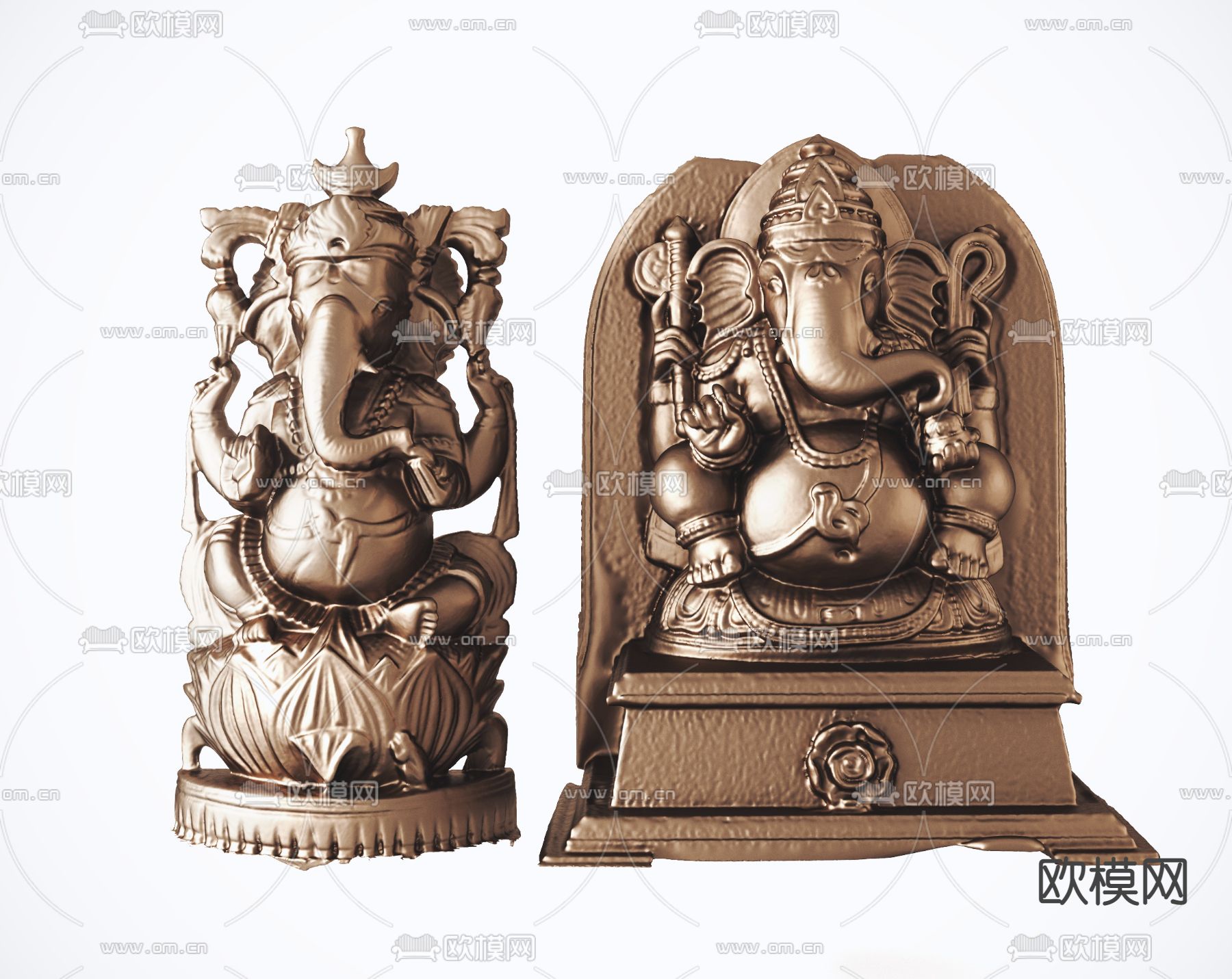 东南亚象头神雕塑su模型下载（渲染图1）