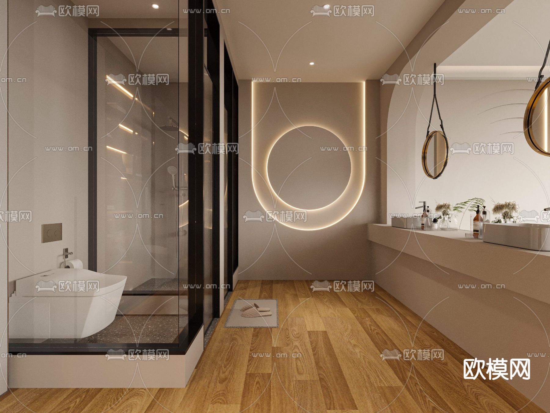 奶油风民宿3d模型下载（渲染图2）